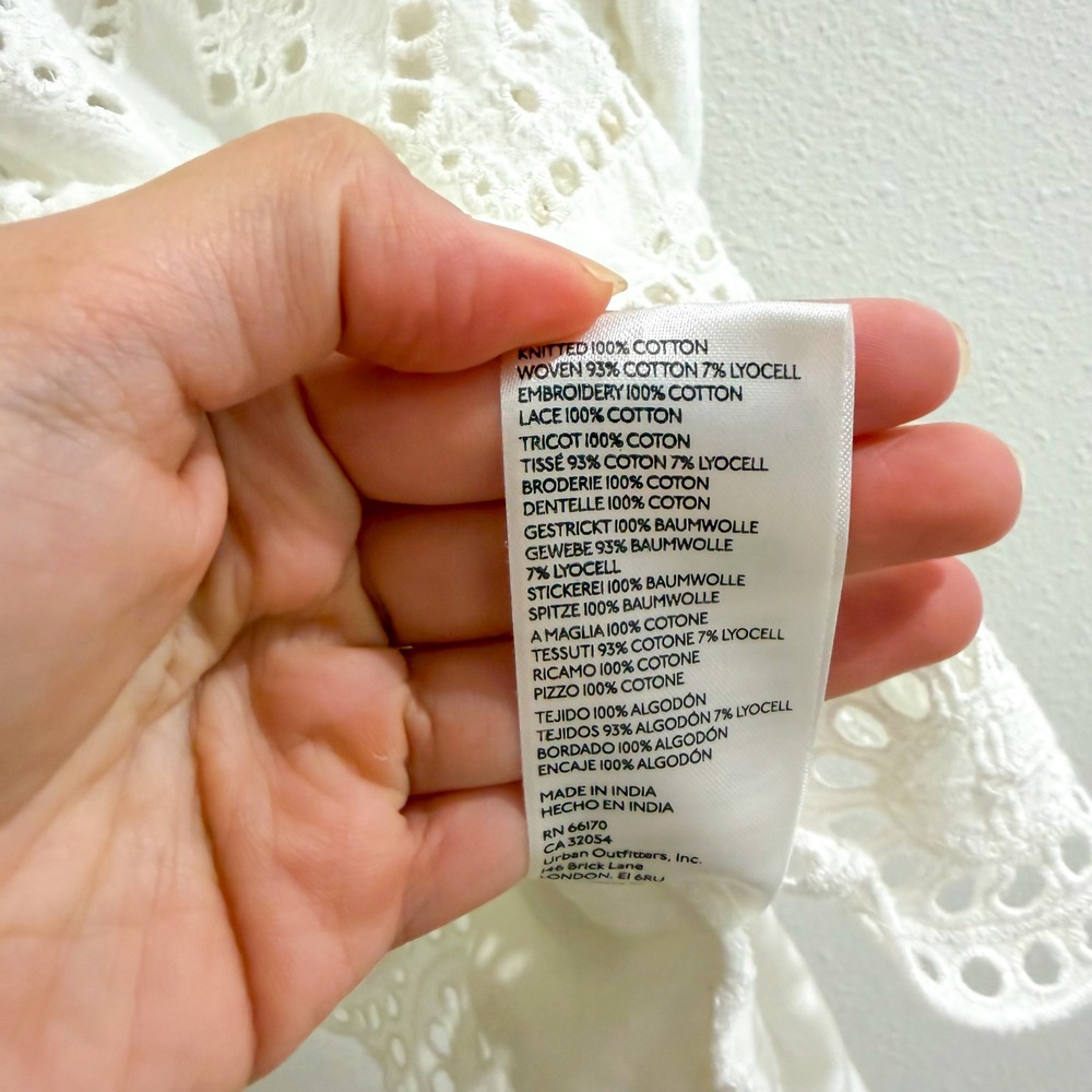 Anthropologie 100% Cotton Lace Boho Coquette Blouse Ruffle Cottagecore Top M - Picture 5 of 6
